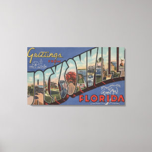 Jacksonville, Florida - Large Letter Scenes Canvas Print