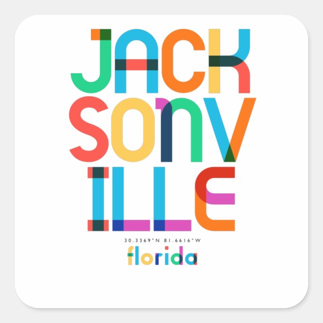 Jacksonville Florida Mid Century, Pop Art, Square Sticker (Front)