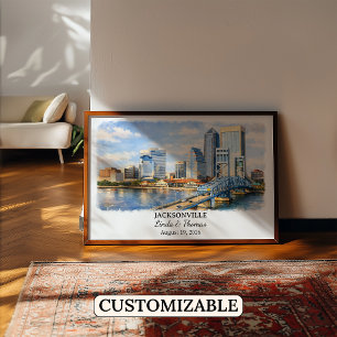 Jacksonville Florida Poster, Watercolor, Custom Poster