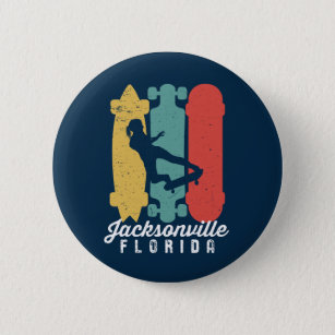 Jacksonville Florida Skater Girl Skateboarding 6 Cm Round Badge