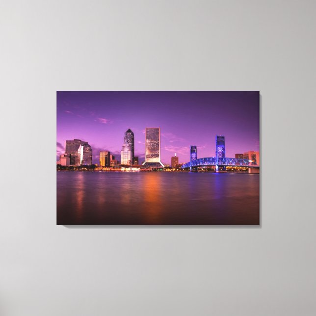 Jacksonville Florida Skyline at Night Canvas Print (Front)