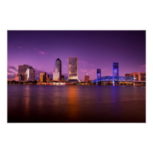 Jacksonville Florida Skyline at Night Poster