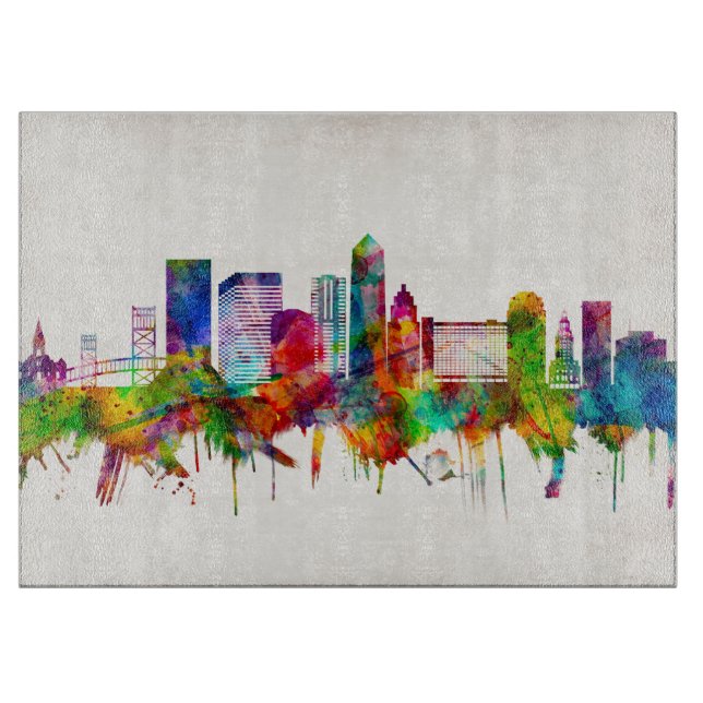 Jacksonville Florida Skyline Cutting Board (Front)