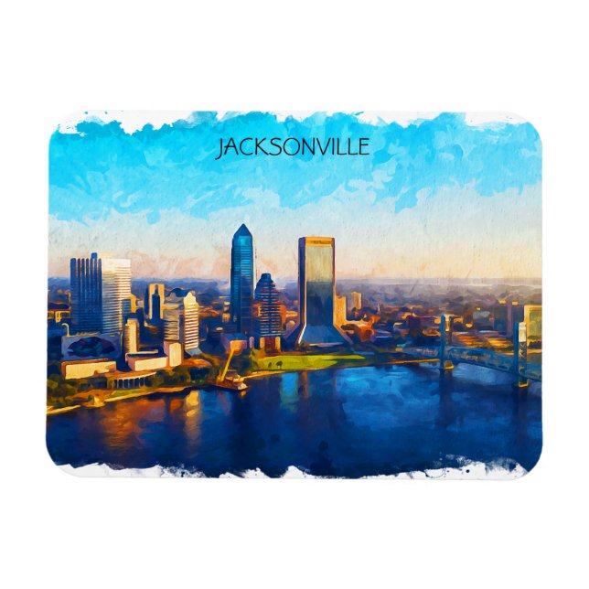 Jacksonville Florida Skyline Panorama View Magnet (Horizontal)
