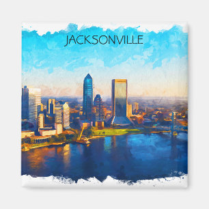 Jacksonville Florida Skyline Panorama View Magnet