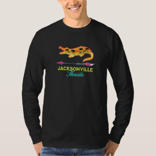 Jacksonville Florida Usa Alligator Sunset Palm Tre T-Shirt