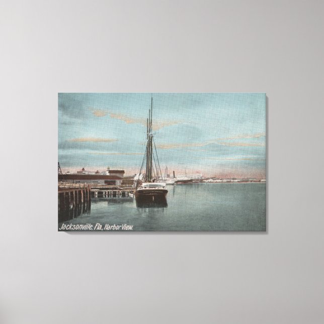 Jacksonville, Florida - View of Harbour with Canvas Print (Front)