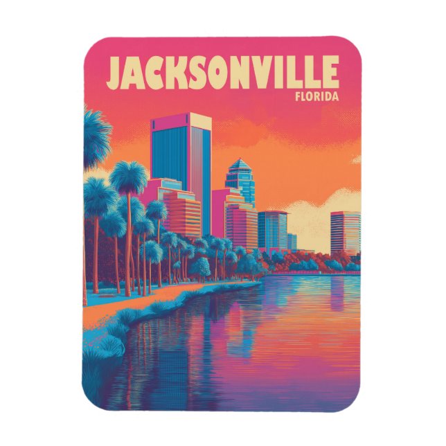 Jacksonville Florida Vintage Travel Magnet (Vertical)