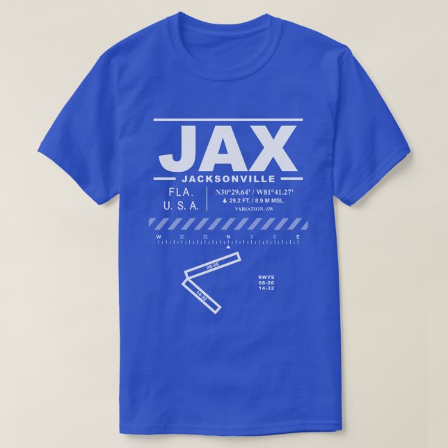 Jacksonville International Airport JAX T-Shirt (Design Front)