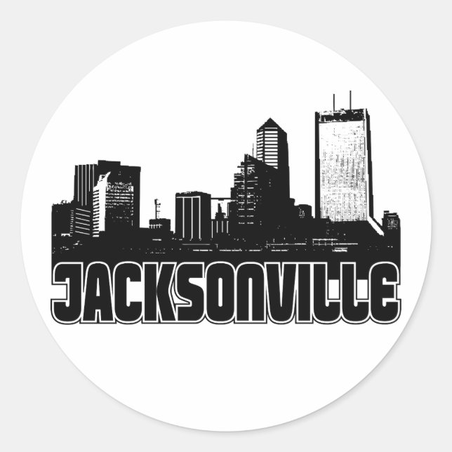 Jacksonville Skyline Classic Round Sticker (Front)