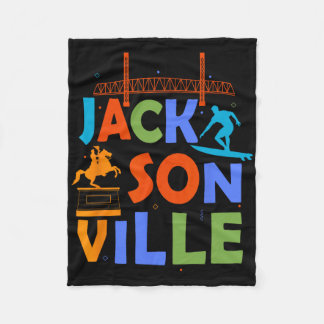Jacksonville Souvenir Surfing Florida Skyline Jack Fleece Blanket