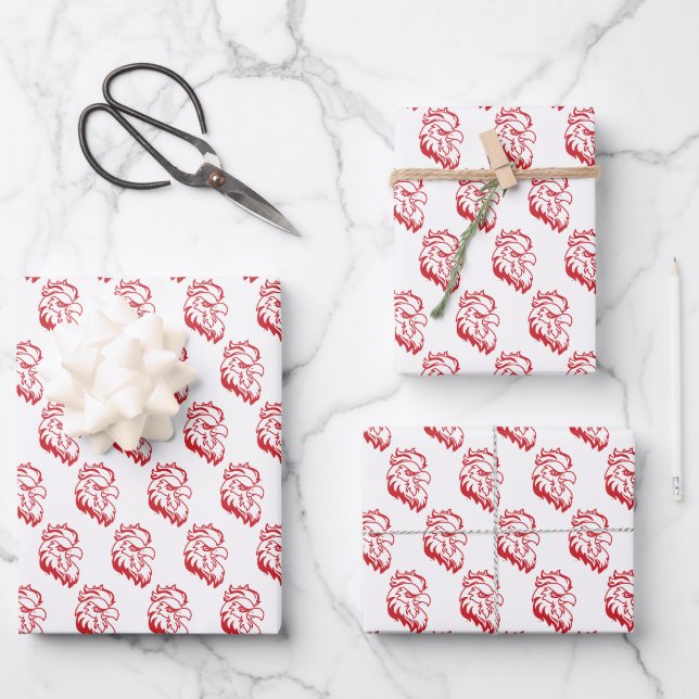 Jacksonville State University Gamecocks Red gameco Wrapping Paper Sheet (Front)