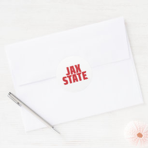 Jacksonville State University JAX STATE Bold Red Classic Round Sticker