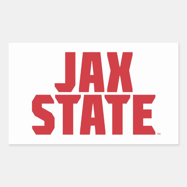 Jacksonville State University JAX STATE Bold Red Rectangular Sticker (Front)