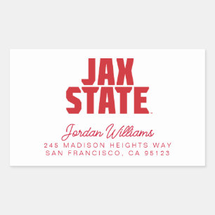 Jacksonville State University JAX STATE Bold Red Rectangular Sticker