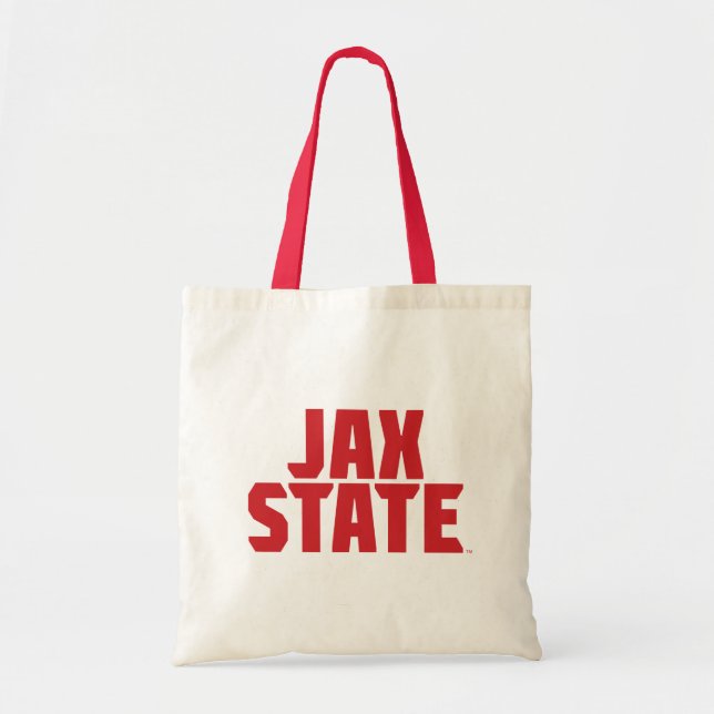Jacksonville State University JAX STATE Bold Red Tote Bag (Front)