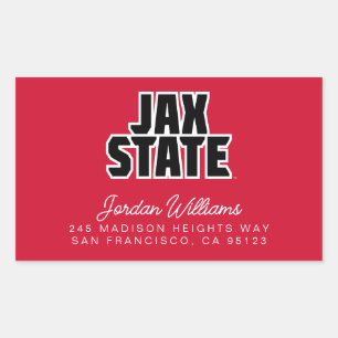 Jacksonville State University JAX STATE Bold Text Rectangular Sticker