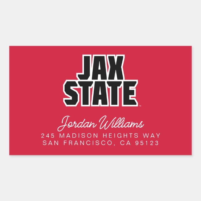 Jacksonville State University JAX STATE Bold Text Rectangular Sticker (Front)