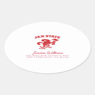 Jacksonville State University JAX State Gamecocks Oval Sticker