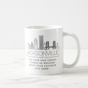 Jacksonville   Stylised City Skyline Custom Slogan Coffee Mug