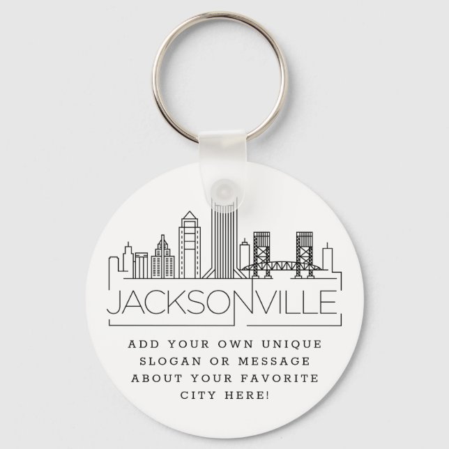 Jacksonville Stylised Skyline | Custom Slogan Key Ring (Front)