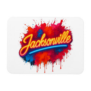 Jacksonville Vibrant Neon Splash City Design Magnet