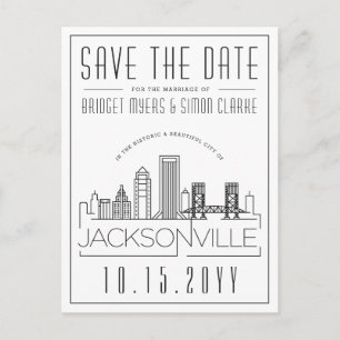 Jacksonville Wedding   Skyline Save the Date Postcard