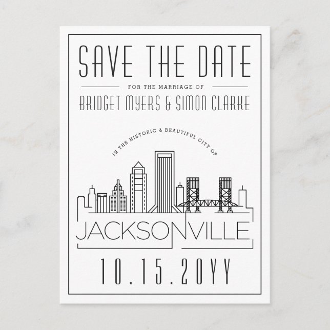 Jacksonville Wedding | Skyline Save the Date Postcard (Front)