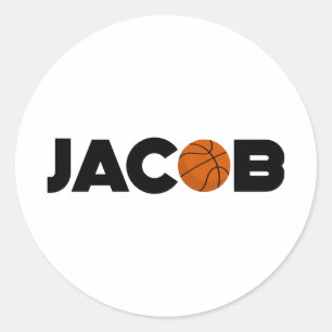 Jacob Basketball Classic Round Sticker
