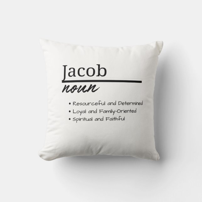 Jacob, Boy Personalised Name Definition Cushion (Front)