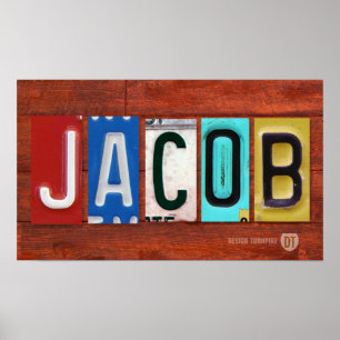 JACOB License Plate Lettering Name Sign Poster