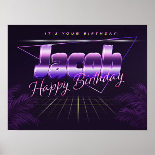 Jacob Name First name lila retro Poster Birthday