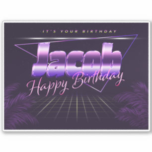 Jacob Name First name lila retro Sticker Birthday