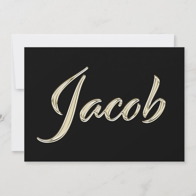 Jacob Name white gold Handwriting Card (Front)