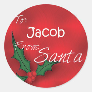 Jacob Personalised Holly Label62 Classic Round Sticker
