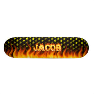 Jacob skateboard fire and flames design.