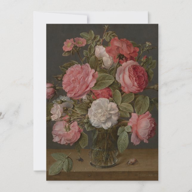 Jacob van Hulsdonck - Roses in a Glass Vase Invitation (Front)