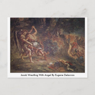 Jacob Wrestling With Angel By Eugene Delacroix Postcard