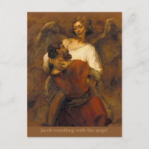 Jacob wrestling with the angel CC0799 Rembrandt Postcard