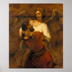 Jacob Wrestling with the Angel - Rembrandt - c1659 Poster