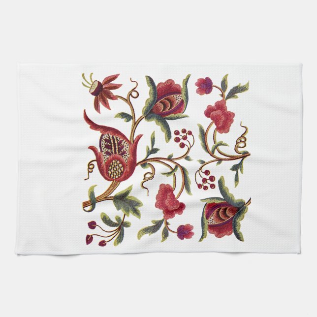 Jacobean Embroidery Tea Towel (Horizontal)