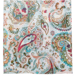 Jacobean Ethnic Floral Pattern Shower Curtain