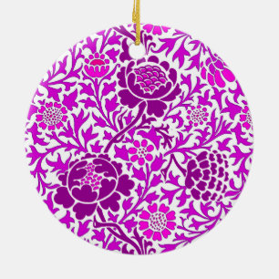 Jacobean Floral, Amethyst Purple and Lilac  Ceramic Tree Decoration