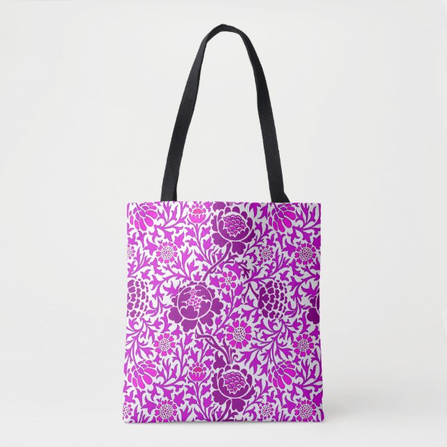 Jacobean Floral , Amethyst Purple & Lilac Tote Bag (Front)