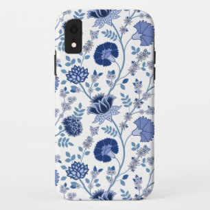 Jacobean Floral Big Pattern Blues on White iPhone XR Case