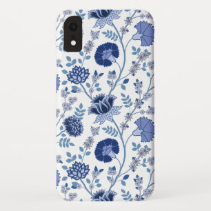Jacobean Floral Big Pattern Blues on White iPhone XR Case