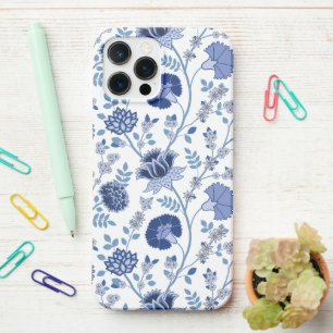 Jacobean Floral Big Pattern Blues on White iPhone 12 Pro Max Case