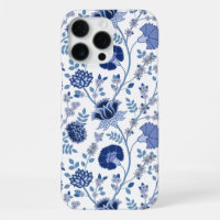 Jacobean Floral Big Pattern Blues on White