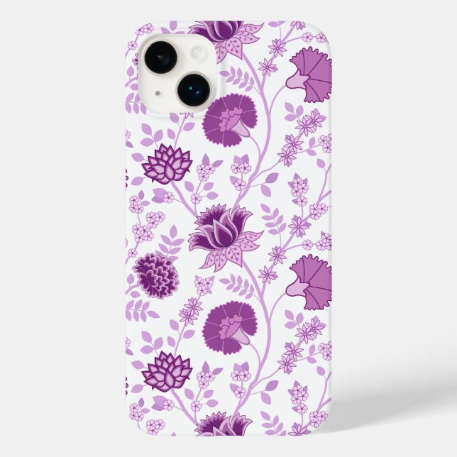 Jacobean Floral Big Pattern Pinks on White Case-Mate iPhone Case (Back)