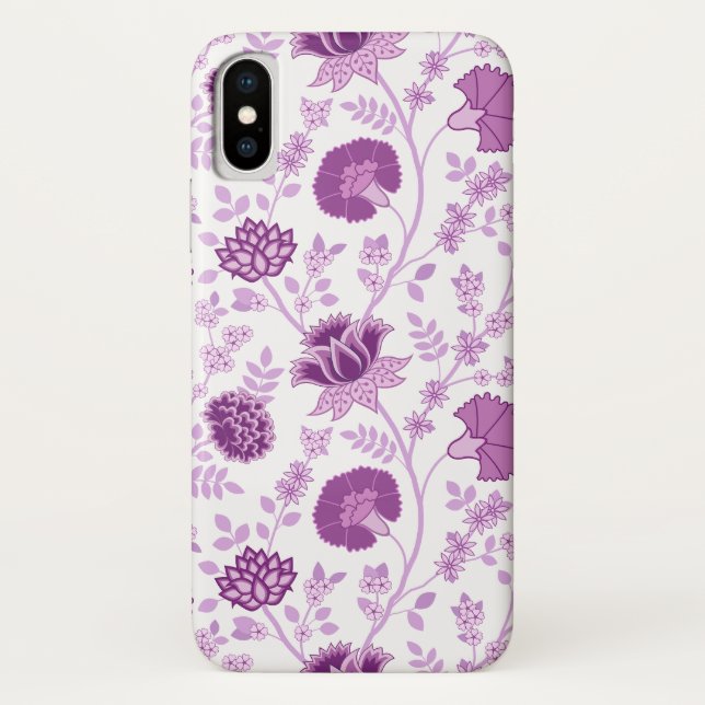 Jacobean Floral Big Pattern Pinks on White Case-Mate iPhone Case (Back)